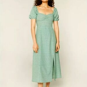 Compañia Fantastica Gingham Plaid Puff Sleeve Midi Dress ModCloth Green White M
